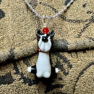 🔥Host Pick🔥 Lampwork dog pendant on cheap chain.